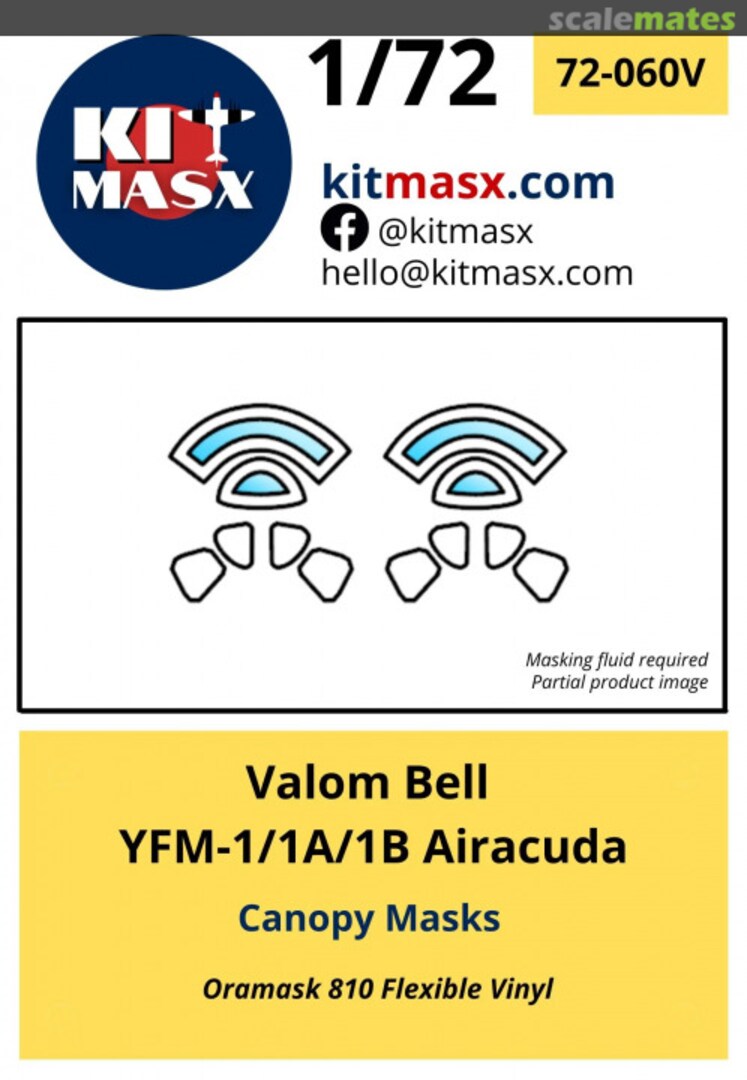 Boxart Bell YFM-1/1A/1B Airacuda Canopy Masks 72-060V Kit Masx