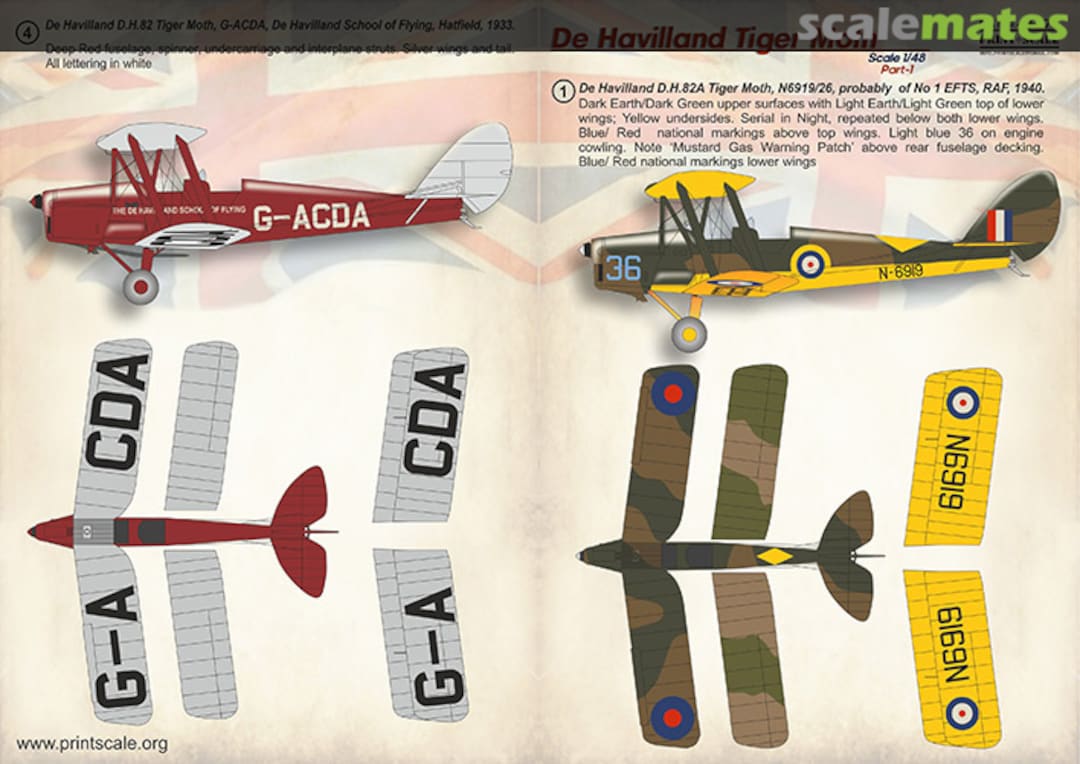 Boxart De Havilland Tiger Moth (Pt 1) 48-179 Print Scale Boxart De Havilland Tiger Moth (Pt 1) 48-179 Print Scale