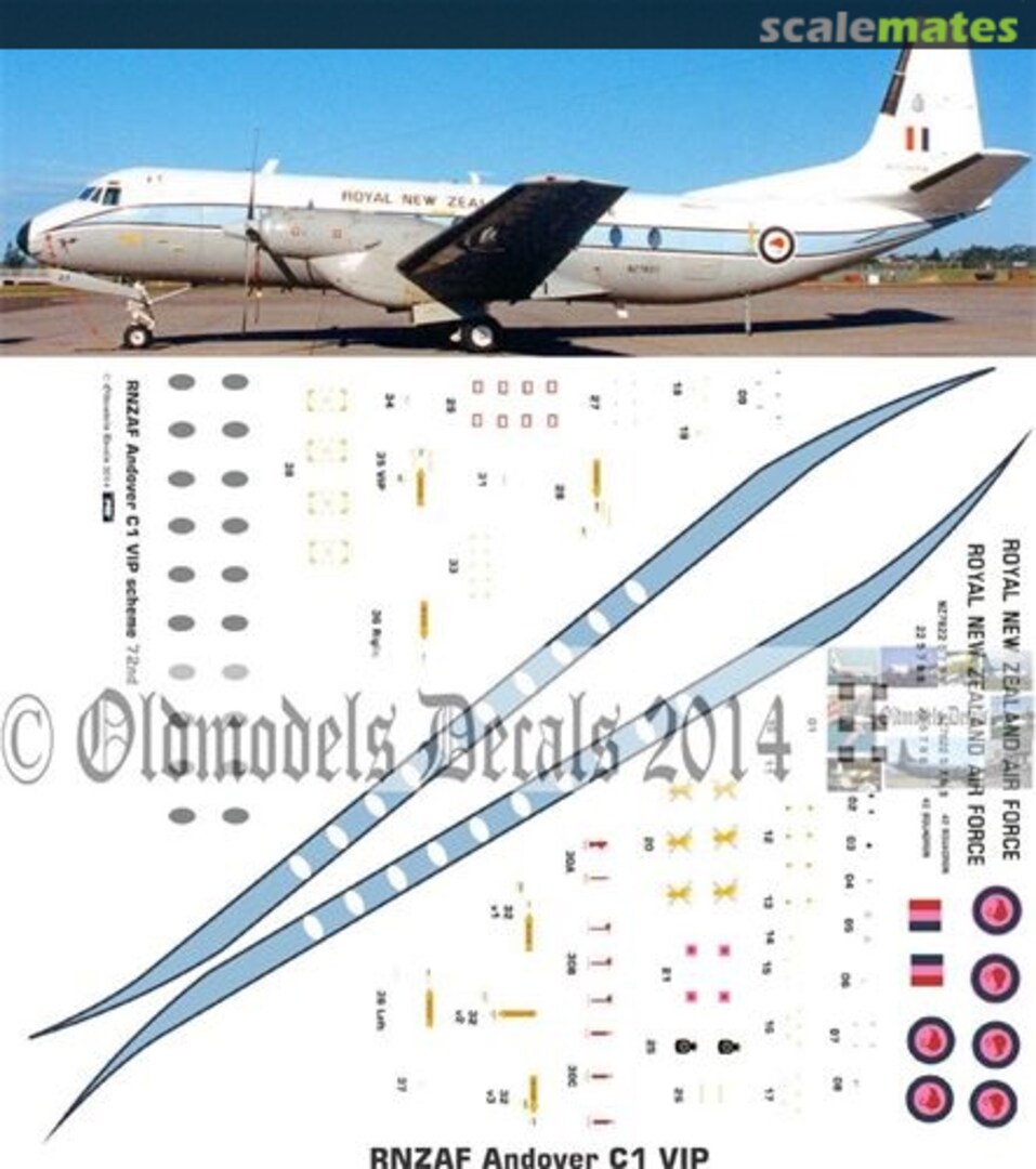 Boxart RNZAF Avro 780 Andover C1 VIP scheme OMD0610 Oldmodels Decals Boxart RNZAF Avro 780 Andover C1 VIP scheme OMD0610 Oldmodels Decals