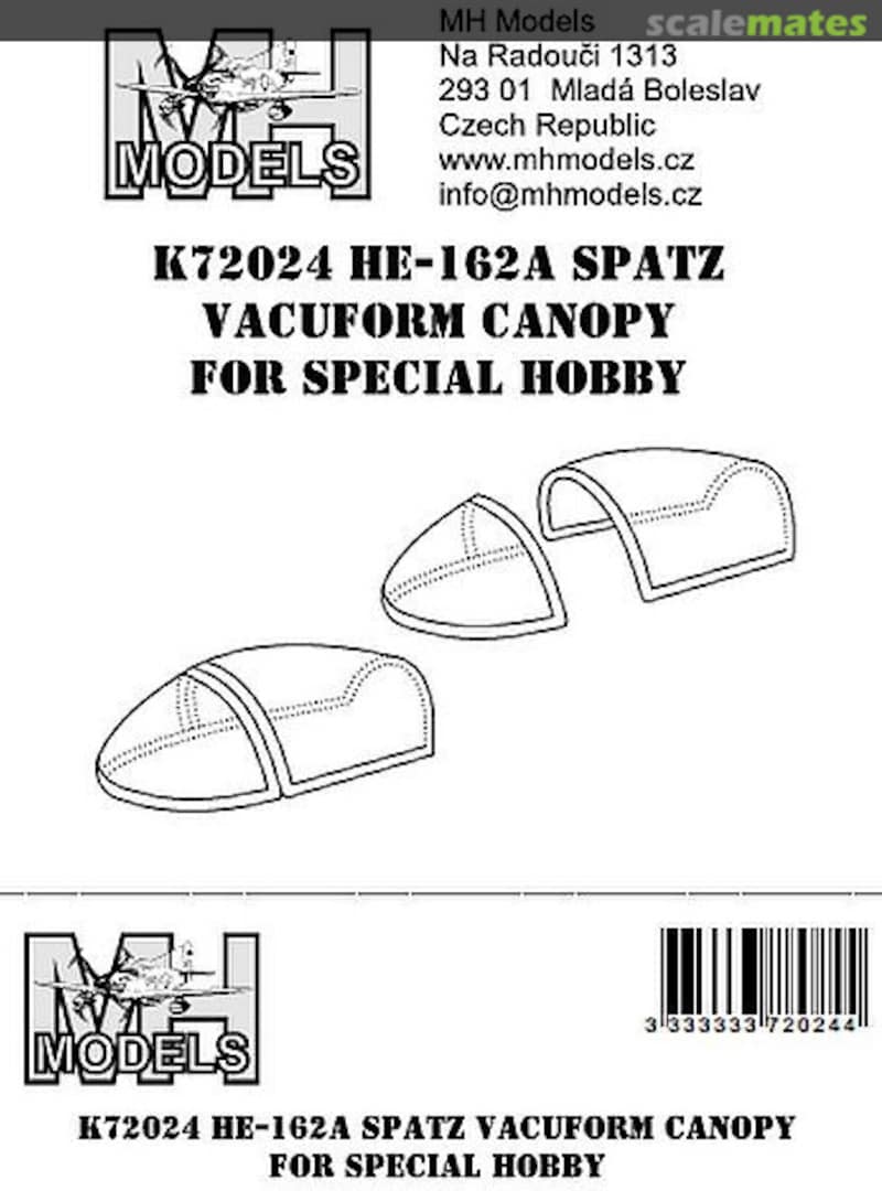 Boxart He 162A Spatz - Vacuform Canopy K72024 MH Models Boxart He 162A Spatz - Vacuform Canopy K72024 MH Models