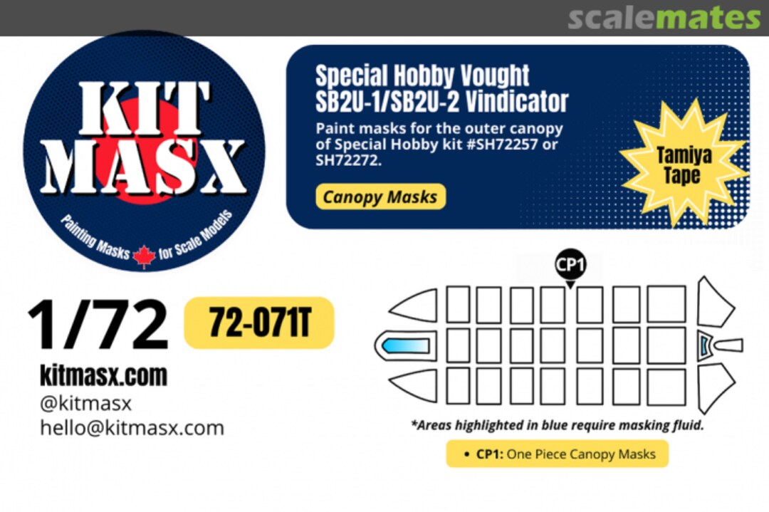 Boxart Vought SB2U-1/SB2U-2 Vindicator, canopy masks 72-071T Kit Masx Boxart Vought SB2U-1/SB2U-2 Vindicator, canopy masks 72-071T Kit Masx