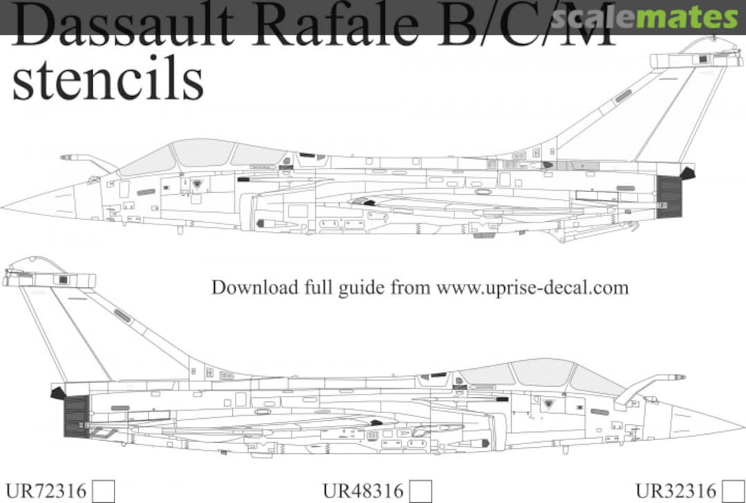 Boxart Dassault Rafale B/C/M stencils UR72316 UpRise Decal Boxart Dassault Rafale B/C/M stencils UR72316 UpRise Decal