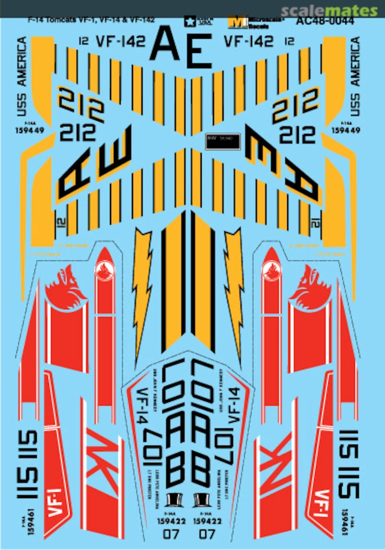 Boxart F-14 Tomcats VF-1, VF-14, & VF-142 AC48-0044 Microscale