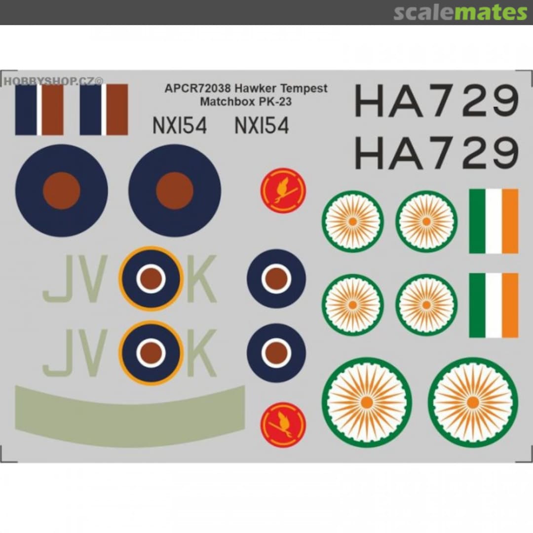 Boxart Hawker Tempest Matchbox PK-23 APCR72038 APC Decals Boxart Hawker Tempest Matchbox PK-23 APCR72038 APC Decals