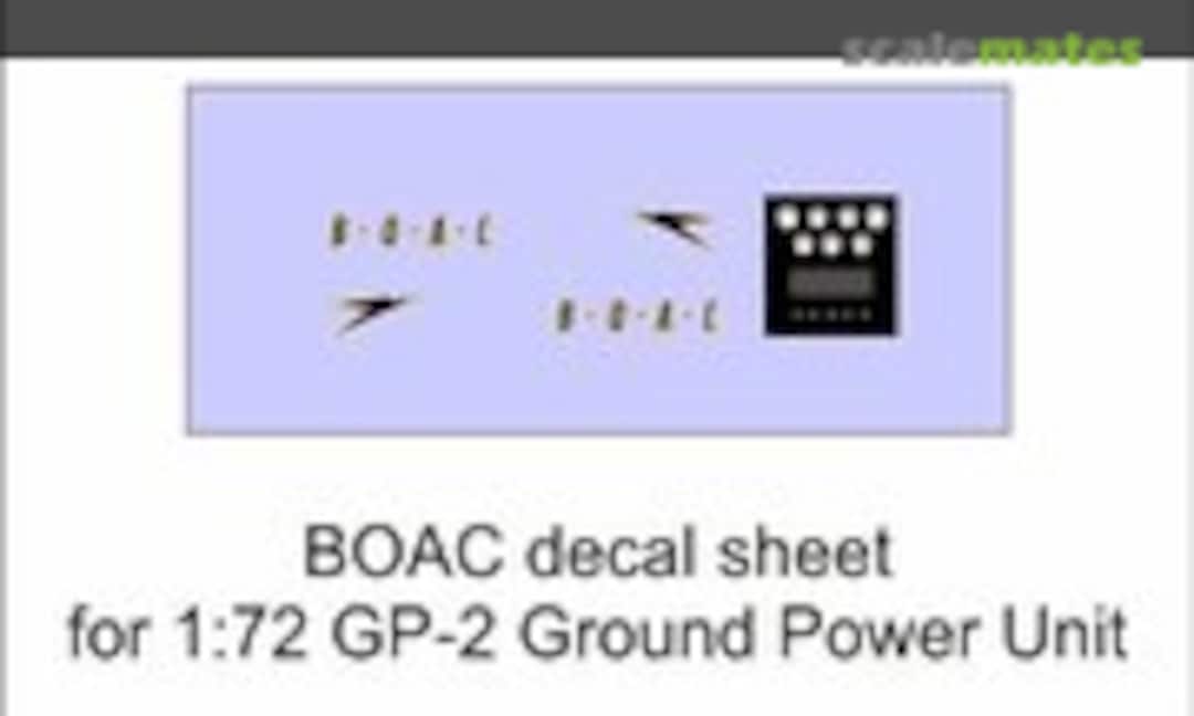 1:72 BOAC decal sheet for 1:72 Auto Diesel GP-2 Ground Power Unit (Aircraft In Miniature Ltd GED72021A) GED72021A