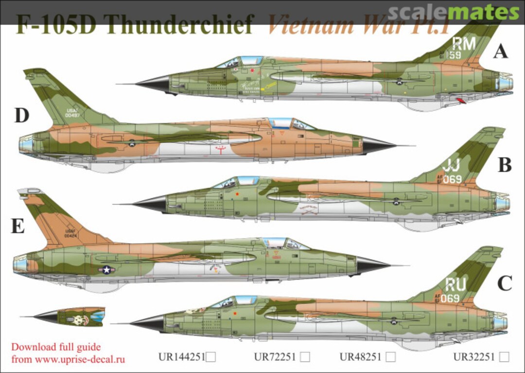Boxart F-105D Thunderchief with stencils Vietnam Pt.1 FFA (removable film) UR48251 UpRise Decal