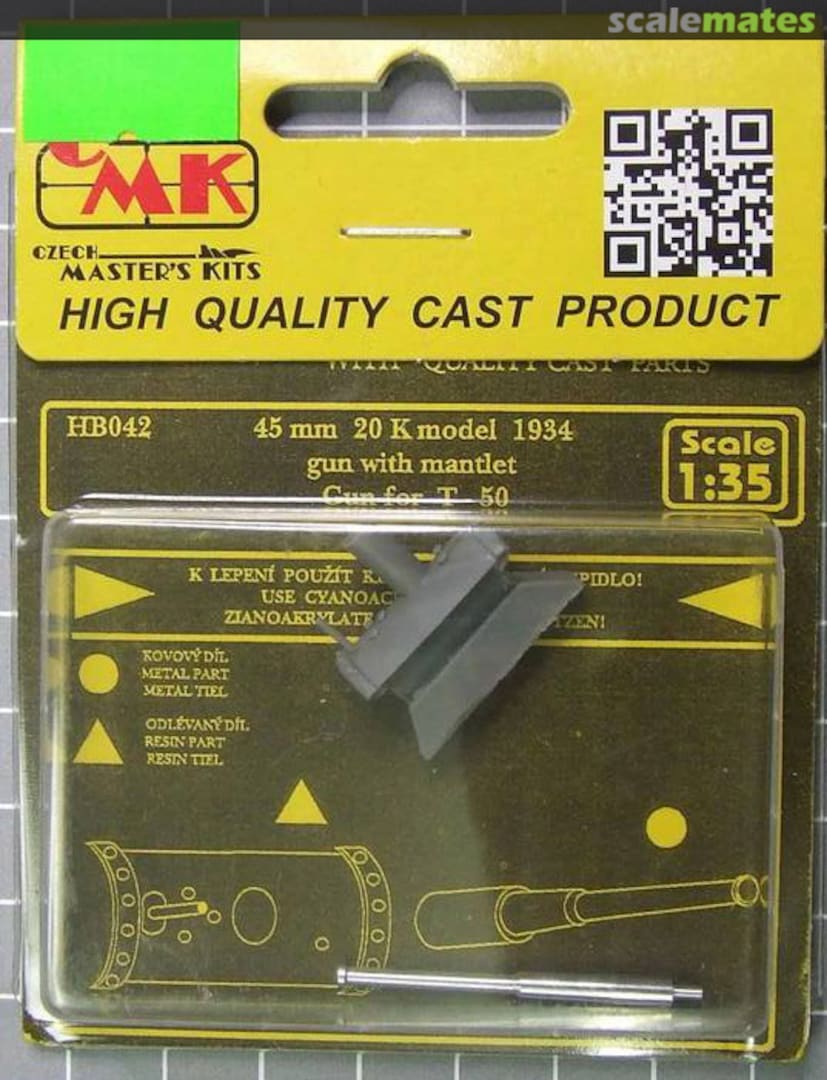 Boxart Gun Barrel - 45mm 20K Model 1934 Gun with Mantlet HB042 CMK Boxart Gun Barrel - 45mm 20K Model 1934 Gun with Mantlet HB042 CMK