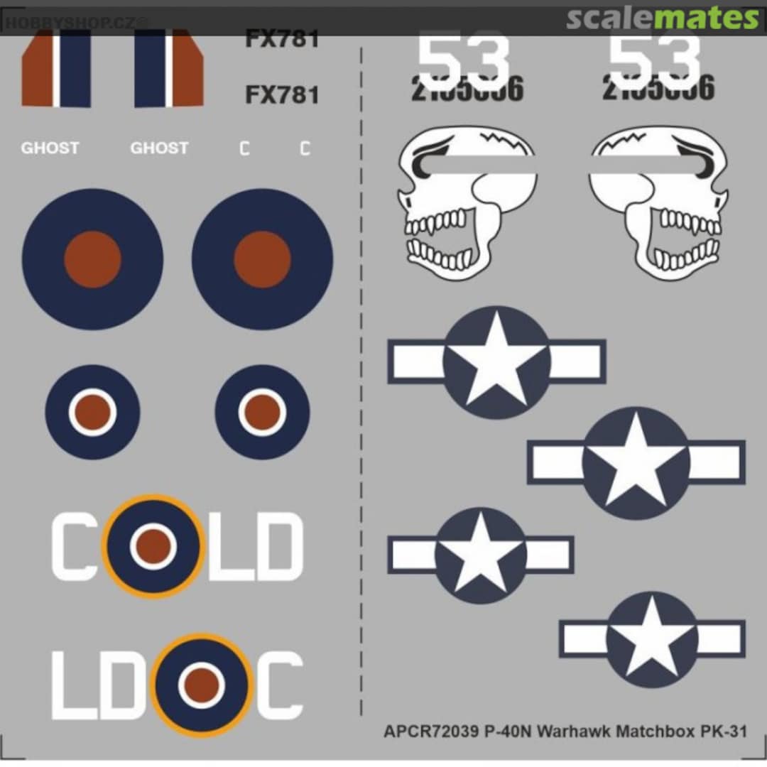 Boxart P-40N Warhawk Matchbox PK-31 APCR72039 APC Decals Boxart P-40N Warhawk Matchbox PK-31 APCR72039 APC Decals