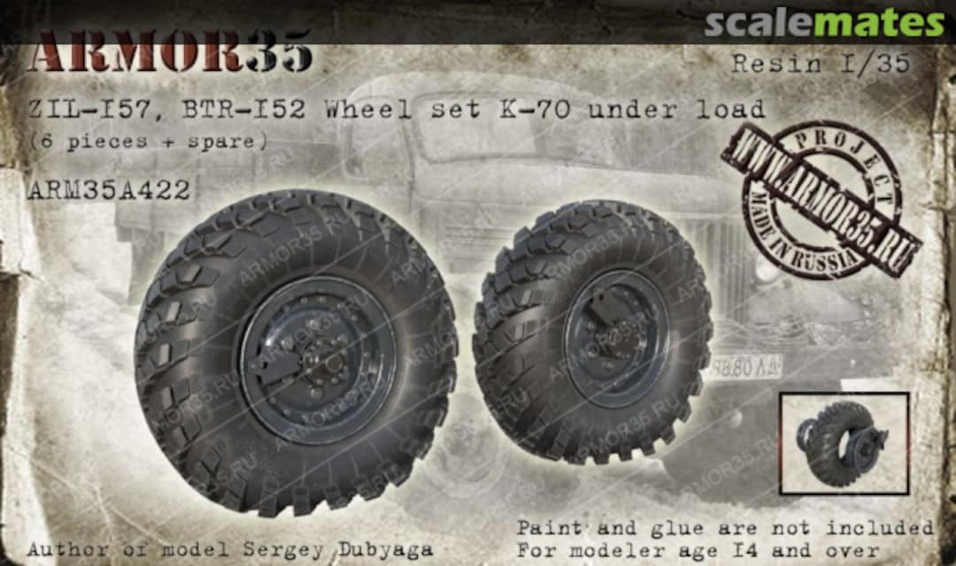 Boxart ZIL-157, BTR-152 Wheel set K-70 under load ARM35A422 Armor35 Boxart ZIL-157, BTR-152 Wheel set K-70 under load ARM35A422 Armor35