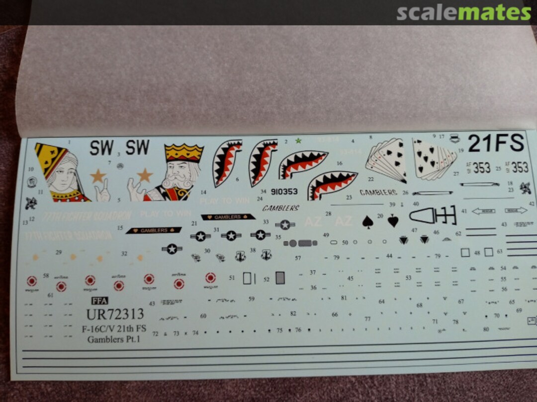 Contents F-16A/C Fighting Falcon 21th FS Gamblers Pt.1 UR72313 UpRise Decal
