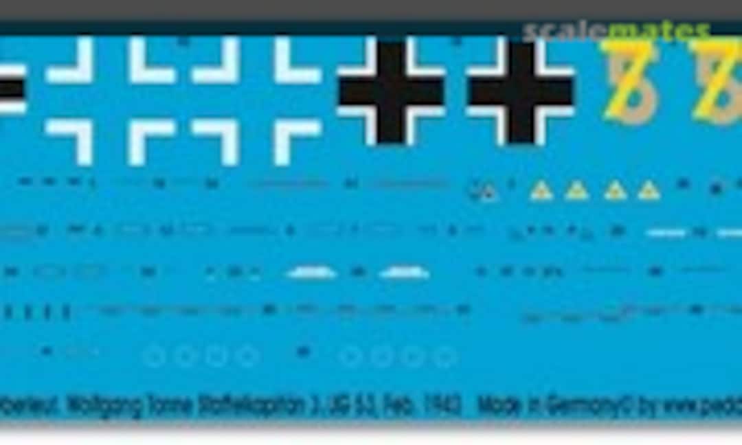 1:48 Bf 109 G-4 Oblt. Wolfgang Tonne Staffelkapitän 3./JG 53 Feb. 43 (Peddinghaus-Decals EP 2581) EP 2581