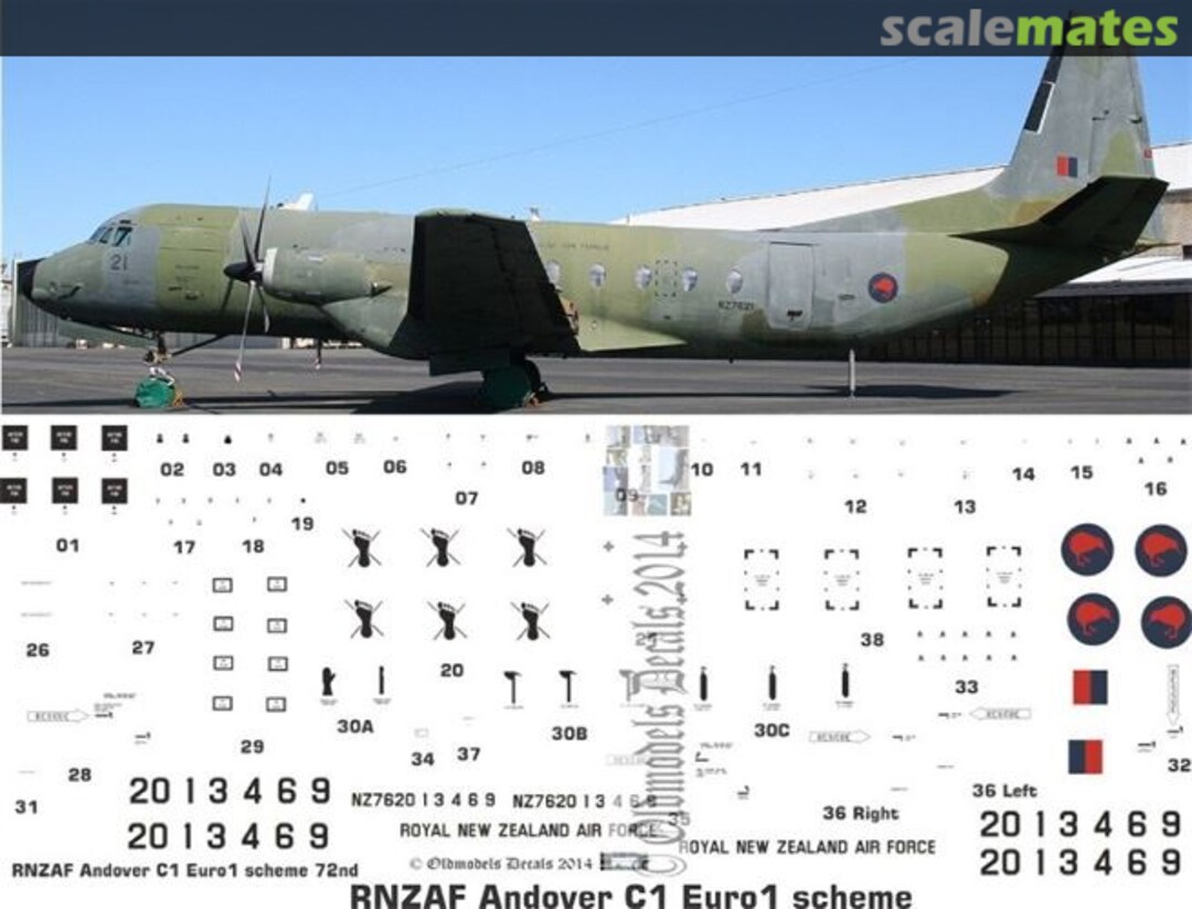 Boxart RNZAF Avro 780 Andover C1 Euro1 scheme OMD0607 Oldmodels Decals