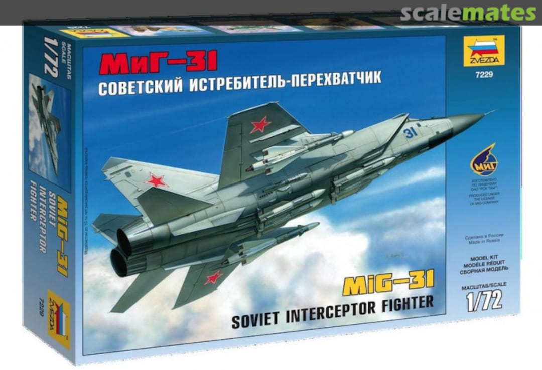 Boxart MiG-31 "Soviet interceptor fighter" 7229 Zvezda Boxart MiG-31 "Soviet interceptor fighter" 7229 Zvezda