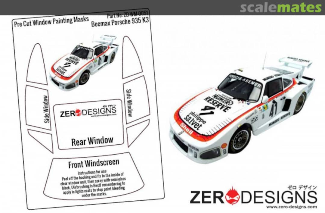 Boxart Porsche Kremer 935 K3 Pre Cut Window Painting Masks ZD-WM-0051 Zerodesigns Boxart Porsche Kremer 935 K3 Pre Cut Window Painting Masks ZD-WM-0051 Zerodesigns