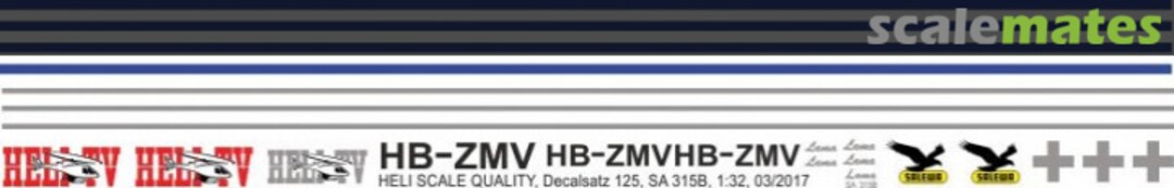 Boxart SA 315B - HELI-TV - HB-ZMV Decal 125 Heli Scale Quality Boxart SA 315B - HELI-TV - HB-ZMV Decal 125 Heli Scale Quality