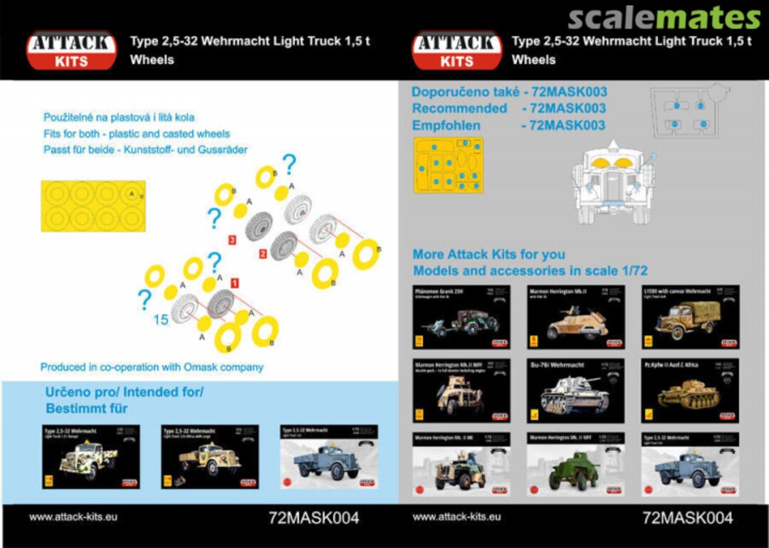 Boxart Type 2,5-32 Wehrmacht Light Truck 1,5 T wheel masks 72MASK004 Attack Hobby Kits Boxart Type 2,5-32 Wehrmacht Light Truck 1,5 T wheel masks 72MASK004 Attack Hobby Kits