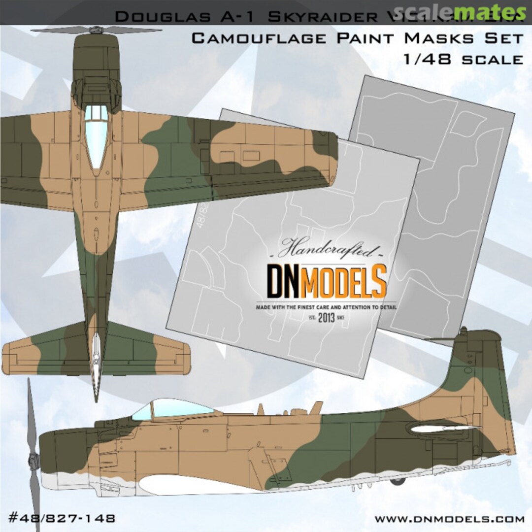 Boxart Douglas A-1 Skyraider Vietnam Era Camouflage Paint Masks Set 48/827-148 DN Models Boxart Douglas A-1 Skyraider Vietnam Era Camouflage Paint Masks Set 48/827-148 DN Models