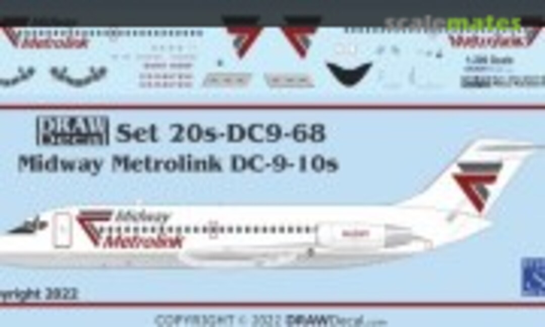 1:200 Midway Metrolink DC-9-10s (Draw Decal 20-DC9-68) 20-DC9-68