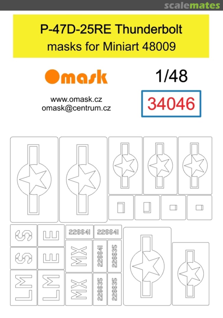 Boxart P-47D-25RE Thunderbold Masks (For Miniart 48009) 34046 Omask Boxart P-47D-25RE Thunderbold Masks (For Miniart 48009) 34046 Omask