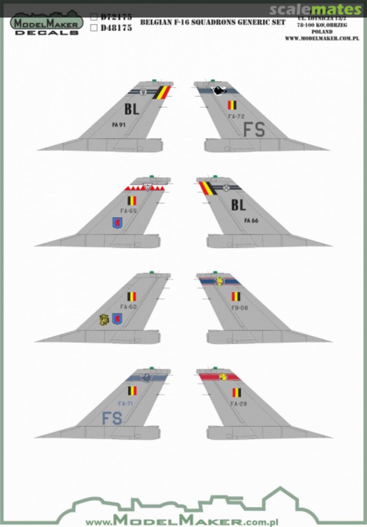 Boxart Belgian F-16 Squadrons Generic Set D48175 ModelMaker Boxart Belgian F-16 Squadrons Generic Set D48175 ModelMaker