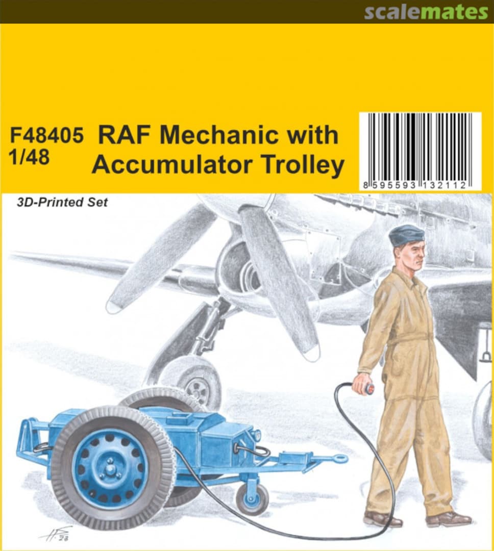 Boxart RAF Mechanic with Accumulator Trolley F48405 CMK Boxart RAF Mechanic with Accumulator Trolley F48405 CMK