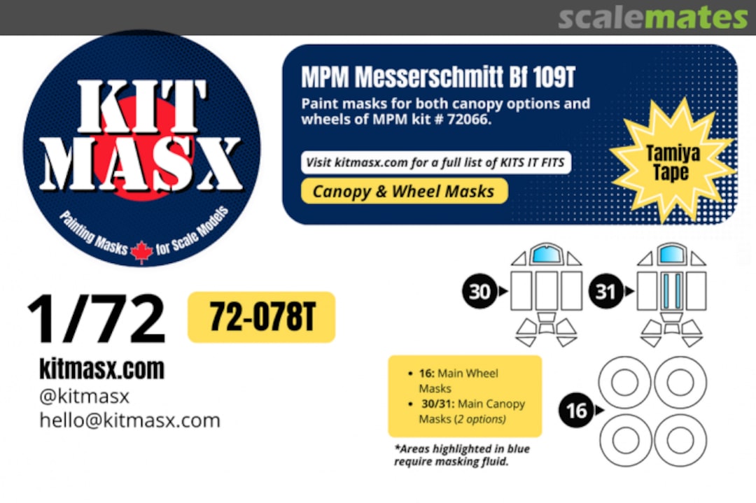 Boxart Messerschmitt Bf 109 T, canopy & wheel masks 72-078T Kit Masx Boxart Messerschmitt Bf 109 T, canopy & wheel masks 72-078T Kit Masx