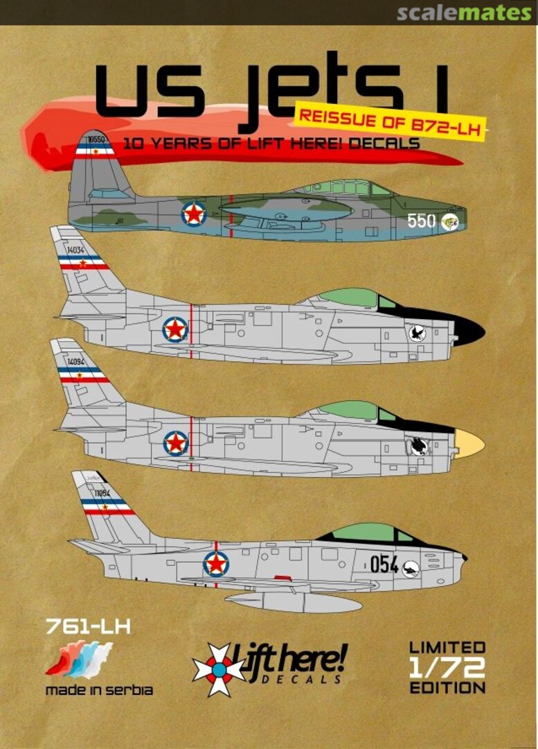 Boxart US Jets I -reissue of B72-LH (B-72LH) 761-LH Lift Here Decals Boxart US Jets I -reissue of B72-LH (B-72LH) 761-LH Lift Here Decals
