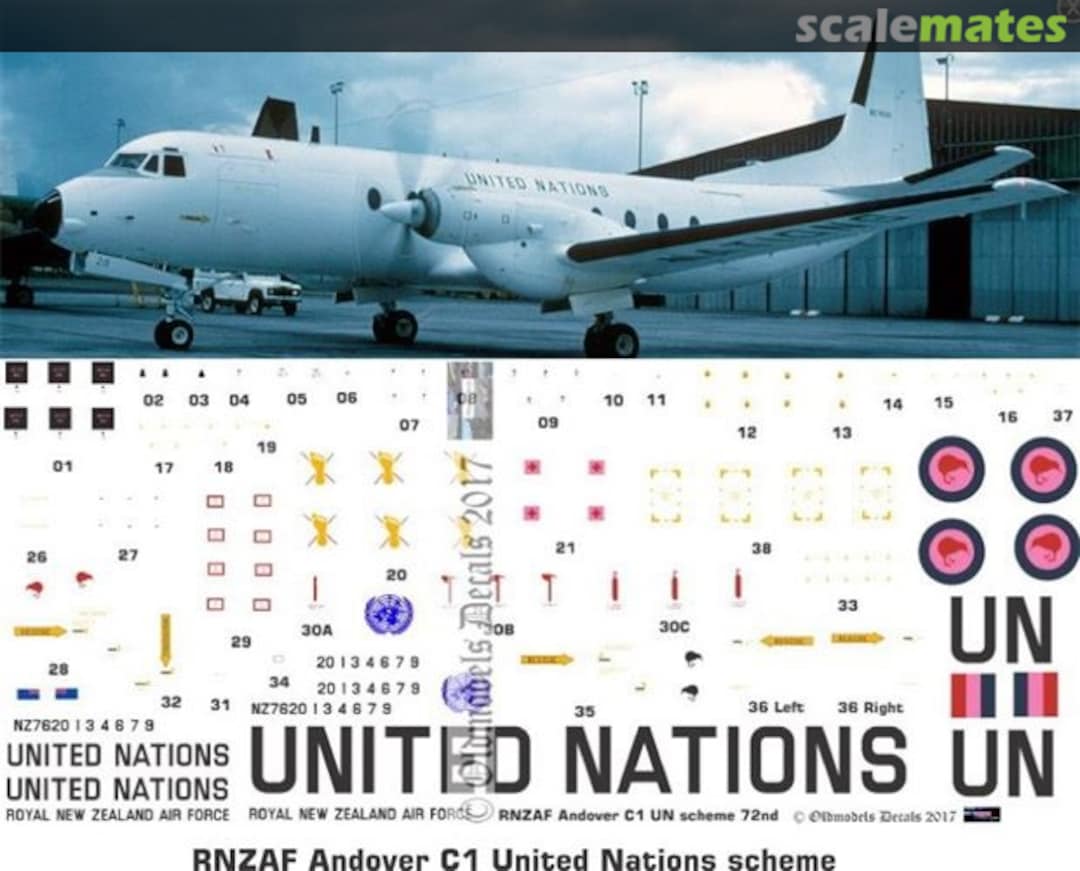 Boxart RNZAF Avro 780 Andover C1 UN scheme OMD0609 Oldmodels Decals Boxart RNZAF Avro 780 Andover C1 UN scheme OMD0609 Oldmodels Decals