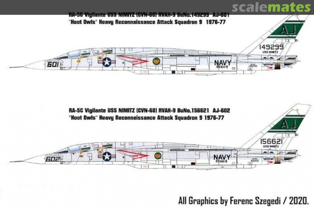 Boxart 1/72 RA-5C VIGILANTE "HOOT OWLS" U.S.S. Nimitz 1976 Part 2 HAD72215 HungAeroDecals Boxart 1/72 RA-5C VIGILANTE "HOOT OWLS" U.S.S. Nimitz 1976 Part 2 HAD72215 HungAeroDecals