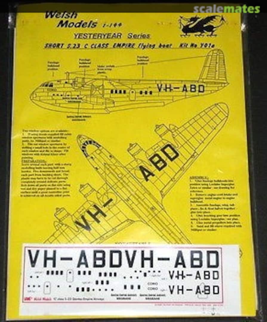 Boxart Yesteryear Series Short S.23 C Class Empire Flying Boat YO-1A Welsh Models