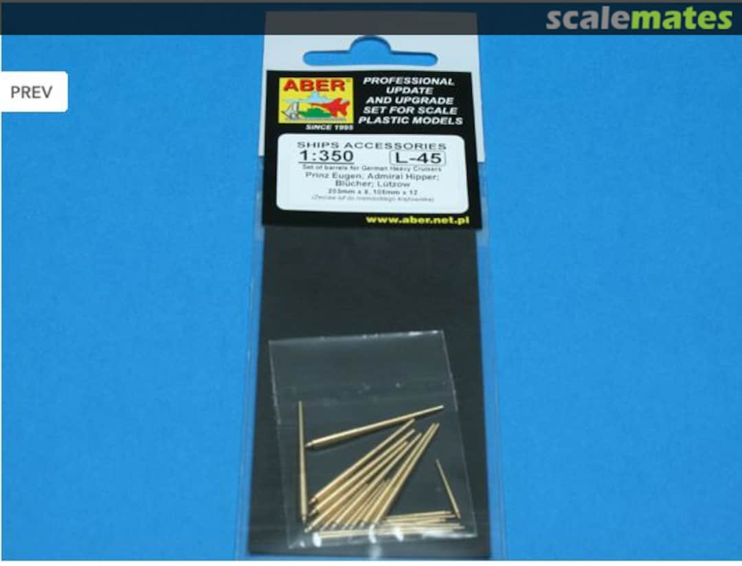 Boxart Barrels Set for Hipper class cruisers 350L45 Aber Boxart Barrels Set for Hipper class cruisers 350L45 Aber