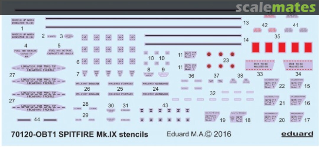 Boxart Spitfire Mk.IX stencils D72008 Eduard