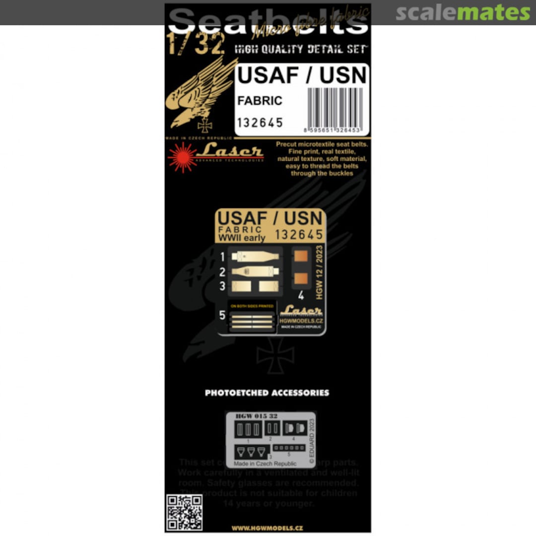 Boxart USAF/USN WWII early Seat belts 132645 HGW Models Boxart USAF/USN WWII early Seat belts 132645 HGW Models