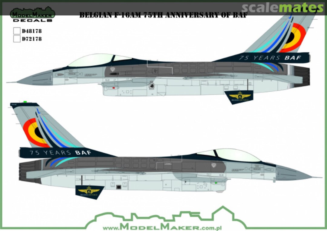 Boxart Belgian F-16 75TH Anniversary D72178 ModelMaker Boxart Belgian F-16 75TH Anniversary D72178 ModelMaker