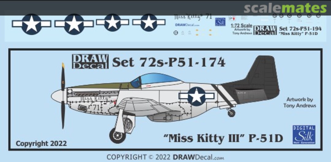 Boxart “Miss Kitty III” P-51D 72-P51-174 Draw Decal