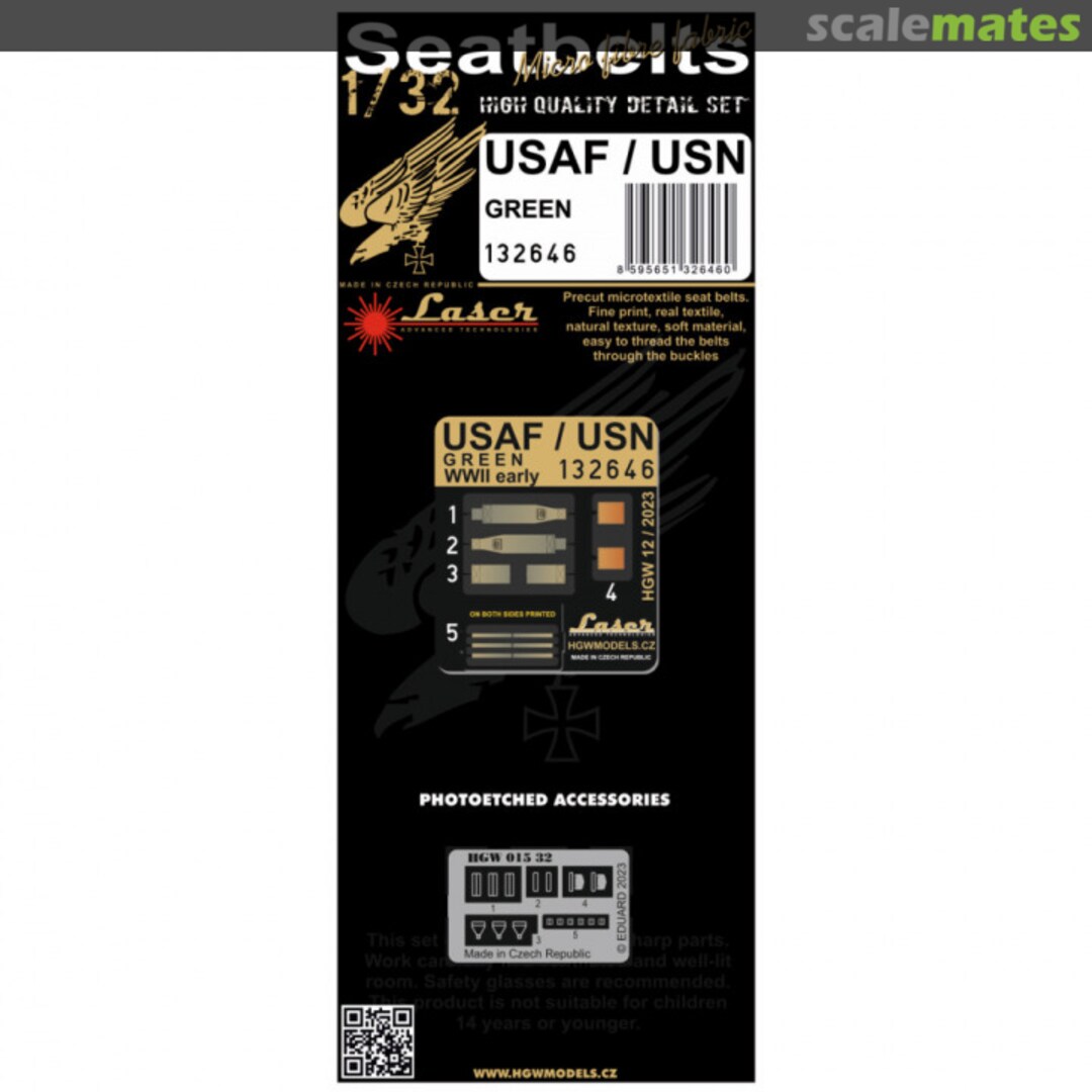 Boxart USAF/USN WWII early Seat belts 132646 HGW Models Boxart USAF/USN WWII early Seat belts 132646 HGW Models