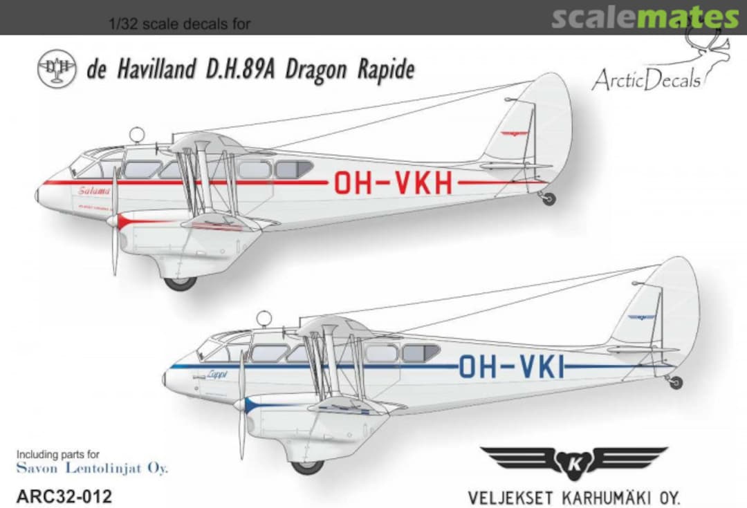 Boxart DH.89A Rapide Karhumäki Airways ARC32-012 Arctic Decals Boxart DH.89A Rapide Karhumäki Airways ARC32-012 Arctic Decals