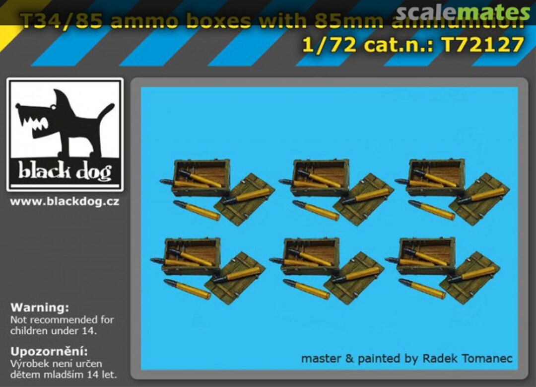Boxart T-34/85 ammo boxes with 85 mm ammunition T72127 Black Dog Boxart T-34/85 ammo boxes with 85 mm ammunition T72127 Black Dog