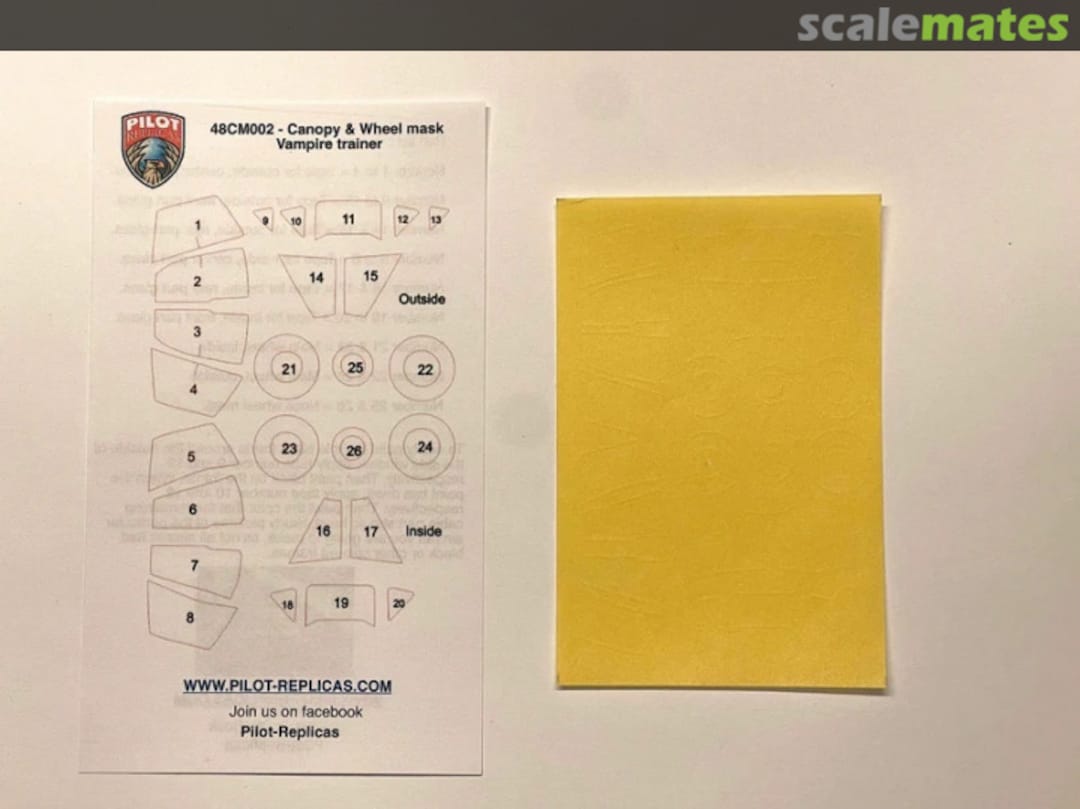 Boxart Canopy & Wheel mask Vampire trainer 48CM002 Pilot Replicas