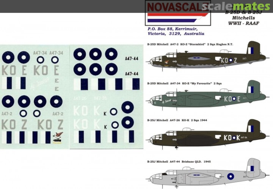 Boxart B-25D & B-25J Mitchells WWII - RAAF N-48020 Novascale Boxart B-25D & B-25J Mitchells WWII - RAAF N-48020 Novascale
