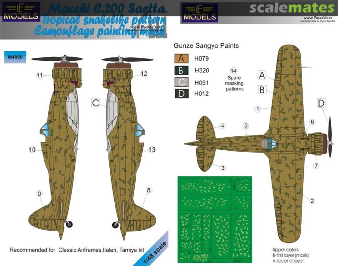 Boxart Macchi C.200 Saetta tropical snakelike pattern M4890 LF Models Boxart Macchi C.200 Saetta tropical snakelike pattern M4890 LF Models