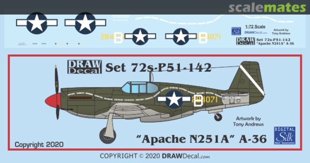 Boxart “Apache N251A” A-36 72-P51-142 Draw Decal Boxart “Apache N251A” A-36 72-P51-142 Draw Decal