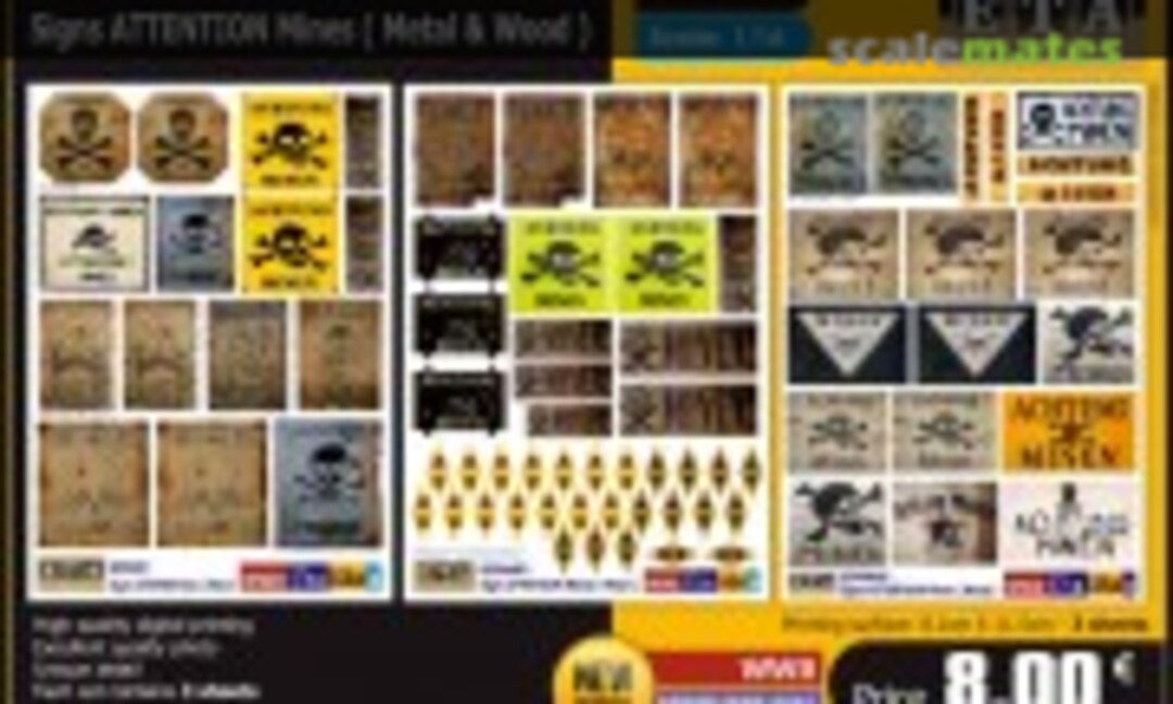 1:16 WWII Germany - Signs ATTENTION Mines (ETA Diorama Accessories 658) 658