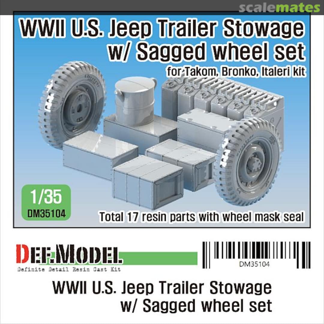 Boxart WWII U.S. Willys Trailer Stowage w/ Sagged wheel set DM35104 Def.Model Boxart WWII U.S. Willys Trailer Stowage w/ Sagged wheel set DM35104 Def.Model