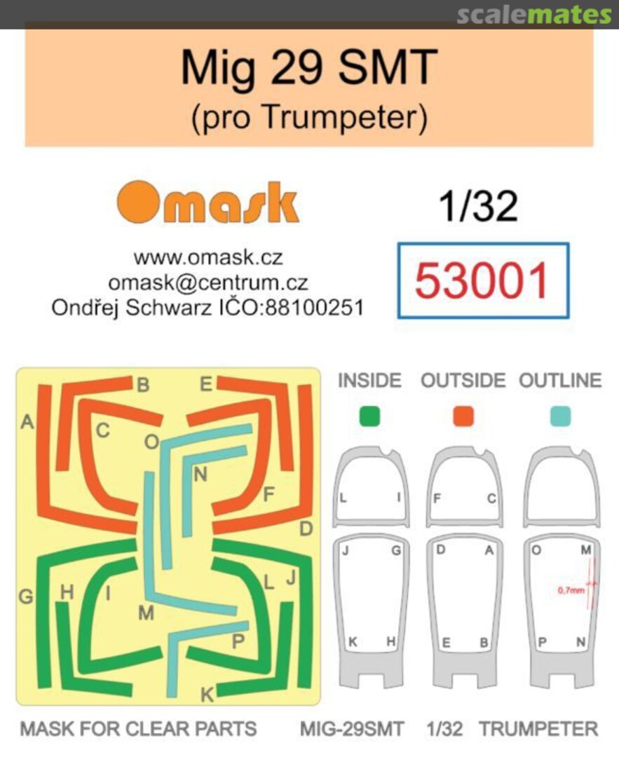 Boxart MiG-29 SMT canopy mask 53001 Omask