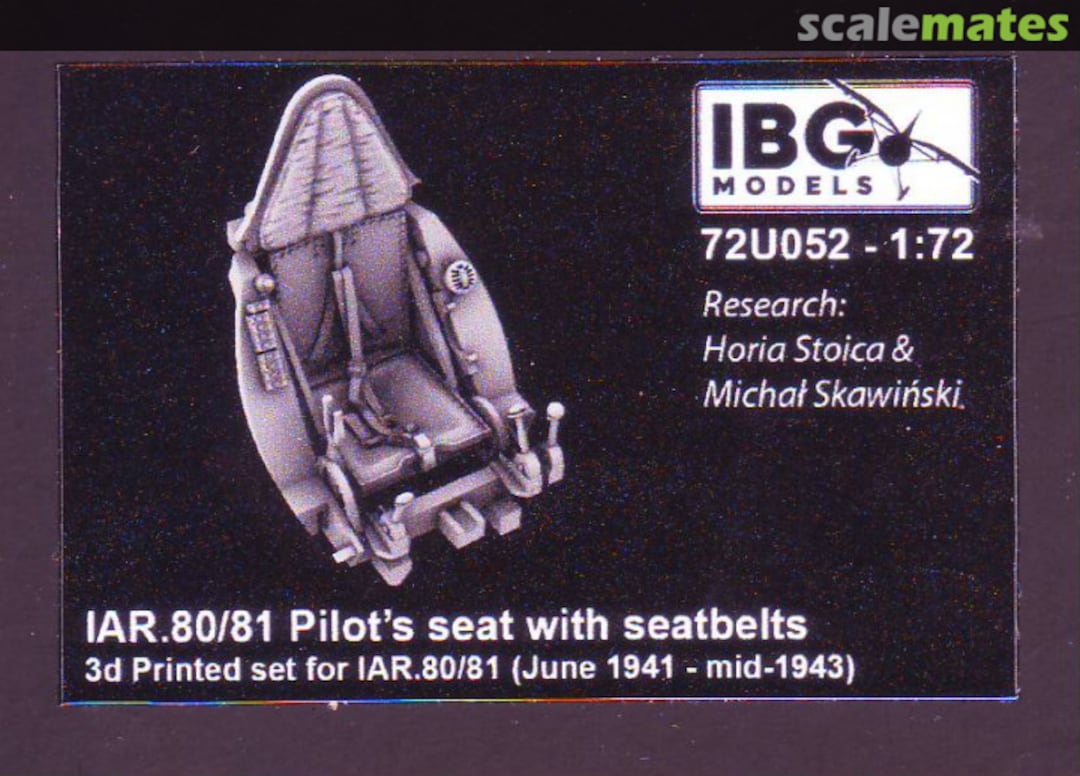 Boxart IAR. 80/81 Pilot's seat with seatbelts 72U052 IBG Models Boxart IAR. 80/81 Pilot's seat with seatbelts 72U052 IBG Models