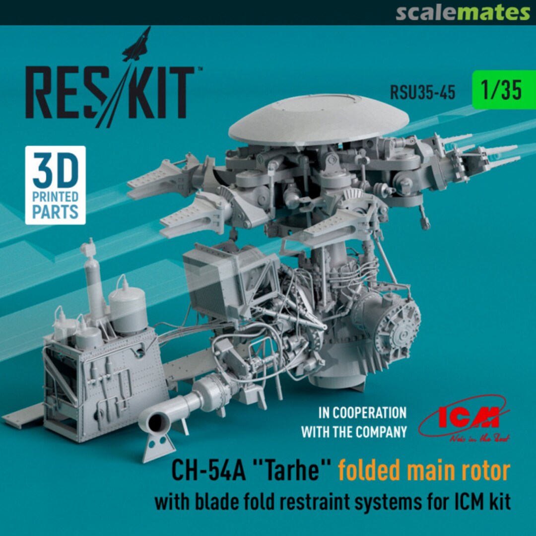 Boxart CH-54A "Tarhe" Folded main rotor with blade fold restraint systems RSU35-0045 ResKit Boxart CH-54A "Tarhe" Folded main rotor with blade fold restraint systems RSU35-0045 ResKit