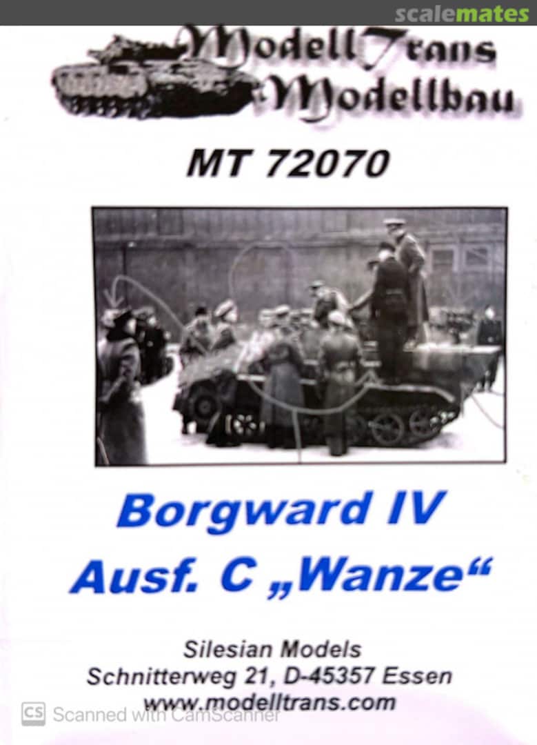 Boxart SdKfz 301 Borgward IV Ausf C "Wanze" MT72070 Modell Trans Modellbau