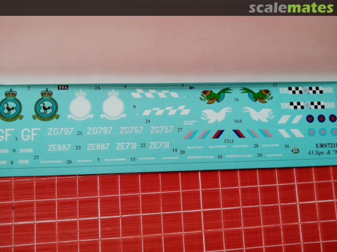 Contents Tornado ADV 43 Sqn & "80 Years 43 Sqn", without stencils URS7211L UpRise Decal Contents Tornado ADV 43 Sqn & "80 Years 43 Sqn", without stencils URS7211L UpRise Decal