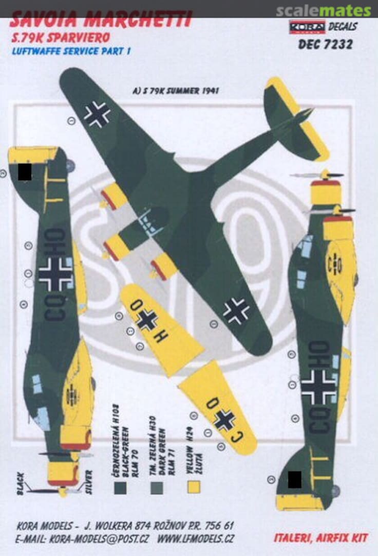 Boxart Savoia Marchetti S.79K Sparviero Luftwaffe Service Part 1 DEC7232 Kora Models Boxart Savoia Marchetti S.79K Sparviero Luftwaffe Service Part 1 DEC7232 Kora Models